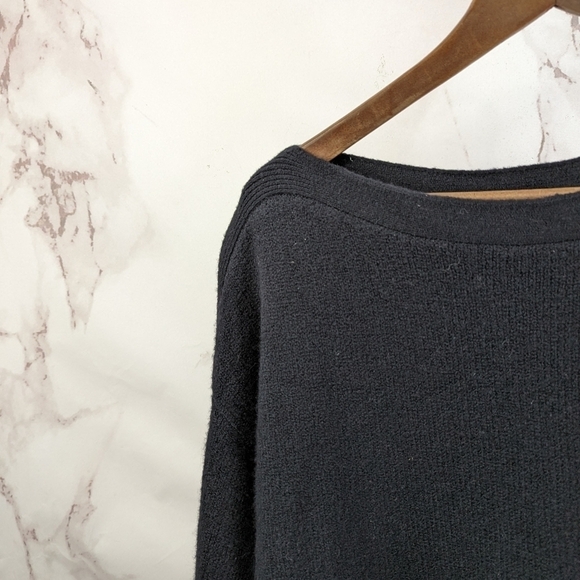 By Anthropologie Sweater Womens Medium Black Boat Neck Slouchy Oversized - Picture 2 of 12